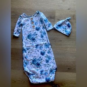 EUC Caden Lane Floral Gown and hat newborn 25.00